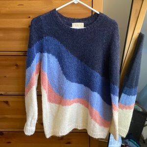 Sézane blue striped crewneck sweater